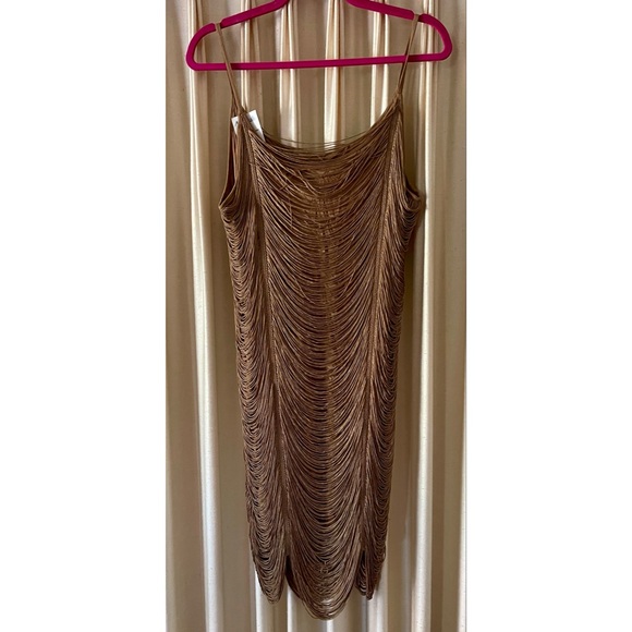 New H & M Elegant Fringe Brown Flapper Dress M - Picture 5 of 5